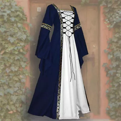 Halloween Medieval Renaissance Dress Women's Vintage Gothic Costume Party Dress  • £9.18