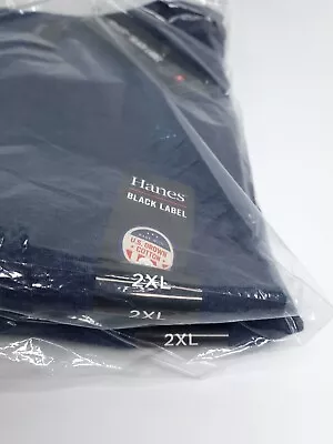 $19.95 • Buy 2 Pack Hanes Black Label T Shirts Navy Blue Men’s Size 2XL V Neck 