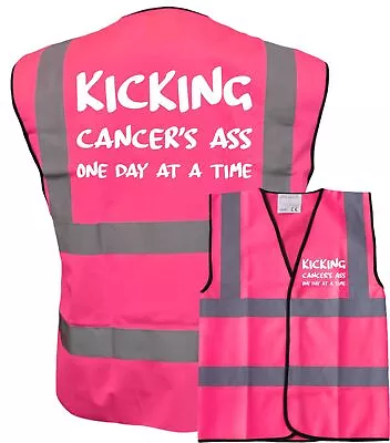 Kicking Cancer's Ass Hi Vis Pink Vests Charity Walks Mud Runs Race For Life • £7.99