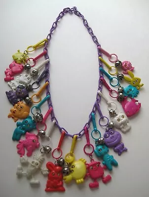 RETRO 1980's Plastic Bell Clip On Vintage 80's CHARM NECKLACE All Googly Eyes #2 • $78