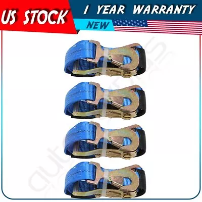 4 Axle Strap Race Car Trailer Car Hauler Ratchet Tie Down Strap Flatbed Tow Blue • $62.99