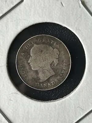 1897 Canada 5 Cent .925 Silver Coin Slender 8 Queen Victoria • $6.50