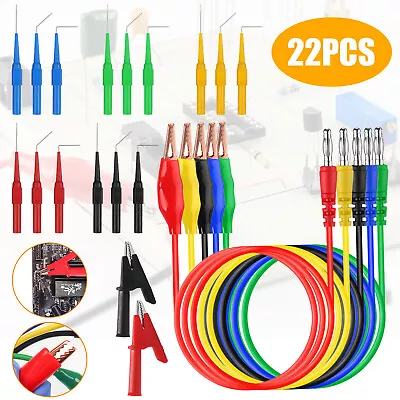 $15.98 • Buy 22Pcs Automotive Back Probe Kit Multimeter Test Leads Alligator Clips Wire Tool