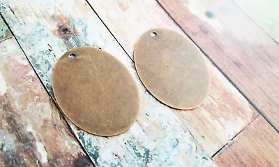 2 Metal Stamping Blanks Oval Pendants Antiqued Copper Tone Brass Large Oval • $3.29
