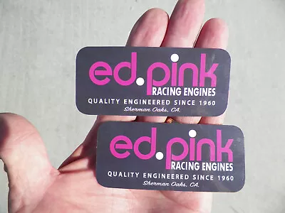 (2) Vintage Style Drag Racing Engines  Ed Pink  Vinyl Stickers 3 1/2  • $16