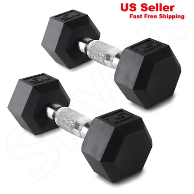 Skyon Titan Fitness 15 Lbs Pair Free Weights Black Rubber Coated Hex Dumbbell • $55.99