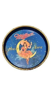 Vintage Miller High Life Beer Drink Serving Tray GIRL ON THE MOON F 303 Canco • $24.99