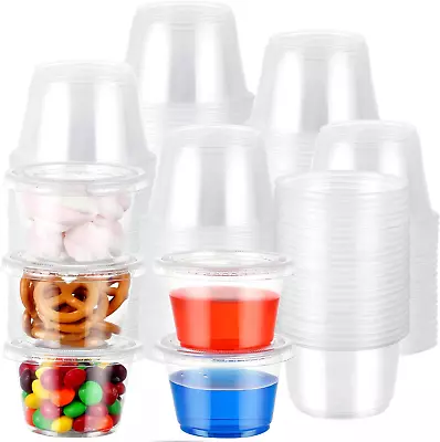 2000 Sets Plastic Portion Cups With Lids Bulk Small Clear Plastic Containers Sta • $65.99