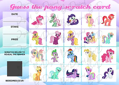 My Littlest Pony MLP Character Inspired Fundraising Raise Money Scratch Cards • £6.99