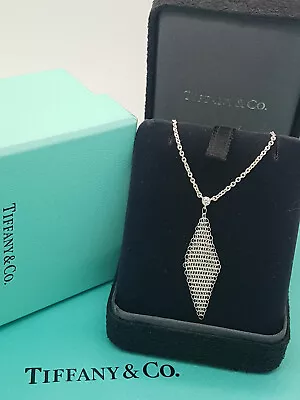 Tiffany & Co. Elsa Peretti Silver Mesh And Diamond 16 Inches Necklace • $1039.14