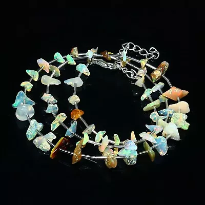 925 Sterling Silver Ethiopian Opal Beads Necklace Lobster Clasp Jewelry • $52.78