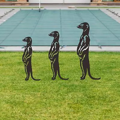 3 Pieces Meerkat Garden Statues Stakes Lawn Ornaments Animals Decorative • $40.35