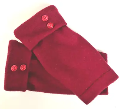 $30.49 • Buy Fingerless Gloves Red Dark 100% Merino Wool S Small Mittens Half Finger Cuffs