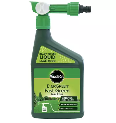 Miracle-Gro Liquid Lawn Food EverGreen Fast Green Spray &Feed 1L Clear Ready Use • £14.99