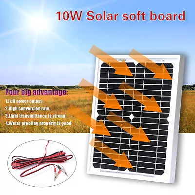 Portable 10W 12V Solar Panel Trickle Battery Charger Car Van Caravan Boat Kit • £11.99