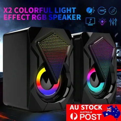 Surround Sound Speakers Wired For Desktop Computer Gaming Bass USB System LED PC • $24.99
