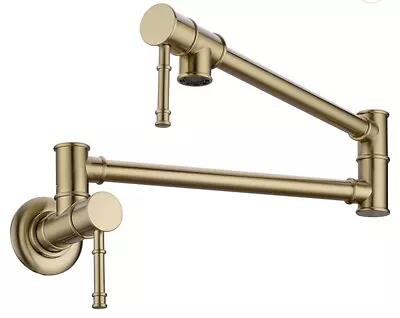 Pot Filler Faucet Wall Mount Brushed Gold Folding Stretchable Brass *see Pics* • $27.99