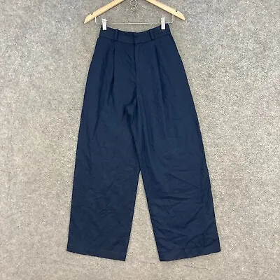 $24.95 • Buy Uniqlo Pants Womens XS W24-25 Cotton Blend High Rise Wide-Leg Pockets J0625