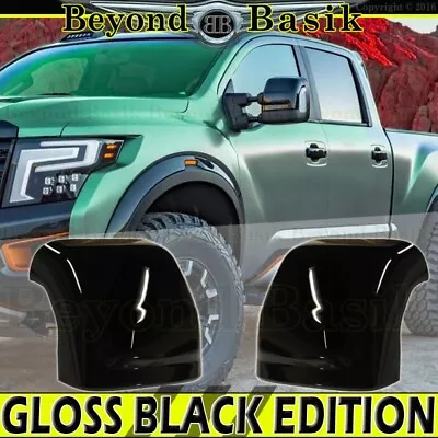 For 2016-2023 2024 Nissan Titan XD GLOSS BLACK Mirror COVERS Towing W/Turn Sig • $41.98