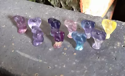 £4 • Buy 1pc TINY PRETTY CARVED RAINBOW FLUORITE CRYSTAL ANGEL FAIRY HEALING REIKI UK
