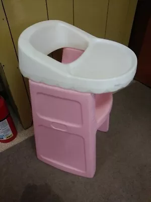 Vintage Pink White Little Tikes Tykes High Chair Pretend Play Baby Doll VGUC • $49.99