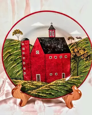 Vintage Sakura Folk Art Plate Warren Kimble Red Wood Barn • $5.99