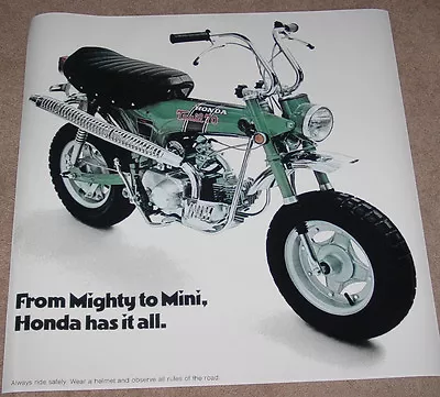1970 1971 HONDA CT70 CT70H KO VINTAGE MOTORCYCLE POSTER STYLE B 24x24 9MIL PAPER • $30.97