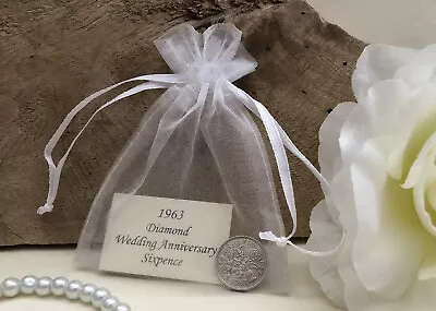 £4.29 • Buy 1963 Sixpence Gift For Diamond Wedding Anniversary Card, 60th Year Gift 60 Years