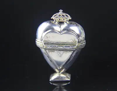 Antique Solid Silver Gilded Heart-Shaped Vinaigrette Or Hovedvandsaeg • $299.99