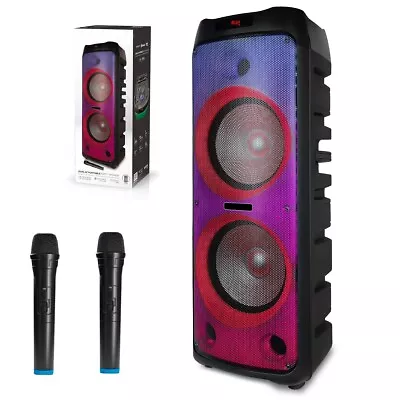 5100W Bluetooth Speaker Dual 12  Woofer Portable Sound System 2 Wireless Mic LED • $249.99