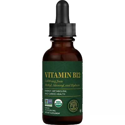 Vitamin B12 5000 Mcg 3-in-1 Organic Liquid Vitamin B12 30-Day Supply (1 Oz) • $24.95