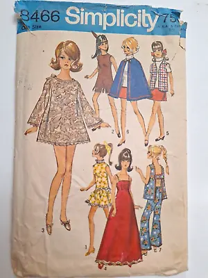 Barbie Maddie 11 1/2  Doll Clothing Simplicity 8466 Sewing Pattern VTG Wardrobe • $10