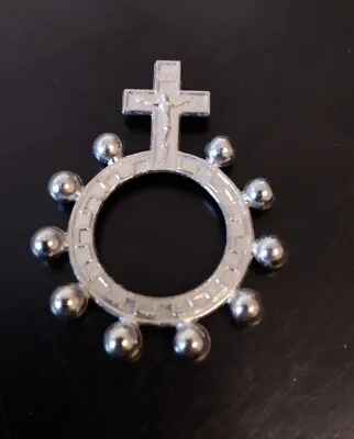 Vintage Silver Mini Pocket Finger Rosary Italy • $14.99