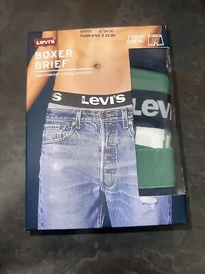 Levis Boxer Brief 3 Pack 701223045 002 040 Navy / Green Size EXTRA LARGE • £19.99