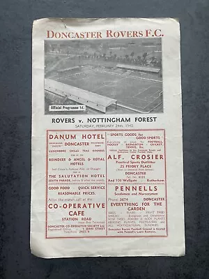 1940 Football Programme Doncaster Rovers V Nottingham Forest England Not Fa Cup • £59.99