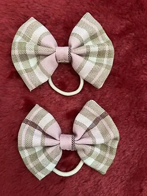 Handmade Pink Tartan 2x Hair Bow For Girls • £3.50