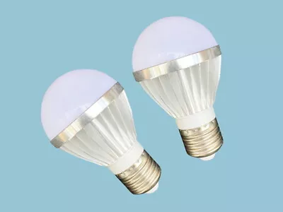 7W-12V DC LED Light Bulbs E27 - Twin Pack For Solar Camping Sheds Etc • £16.96