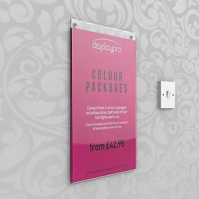 Wall Poster Displays Menu Holder Leaflet Shop Sign Clear Acrylic & PVC • £109.22