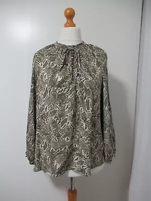 £10 • Buy And/Or Khaki Snakeskin Print Blouse, Size 14