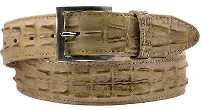 Rustic Sand Western Cowboy Leather Crocodile Alligator Tail Belt Silver Buckle • $29.99