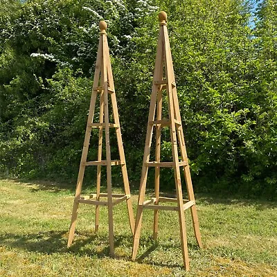 Wooden Garden Obelisk 1.5m Climbing Plant Support (Set Of 2) Pyramid Trellis • £54.99