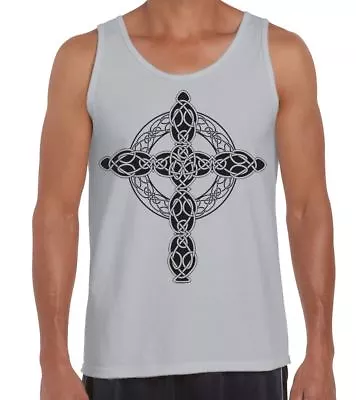 Celtic Cross Tattoo Style Hipster Large Print Men's Vest Tank Top • £12.95