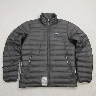 Patagonia Mens Down Sweater Puffer Jacket Size S FLAW Black Goose Fill 84674 • $76.98