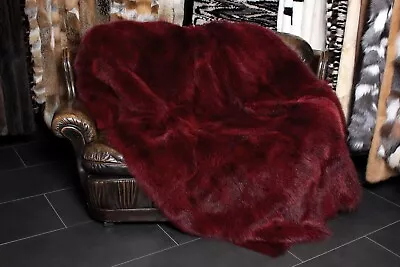 1795 Red Fur Blanket From American Opossum Fur Throw Pelt Blanket Genuine Furs • $1540.74