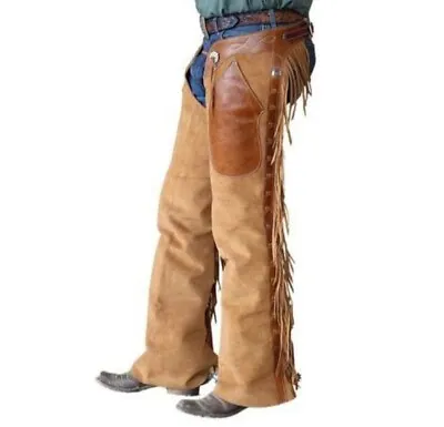 Native American Cowboy Style Suede Leather Pant Rodeo Chap Mountain Mens Chap • $89