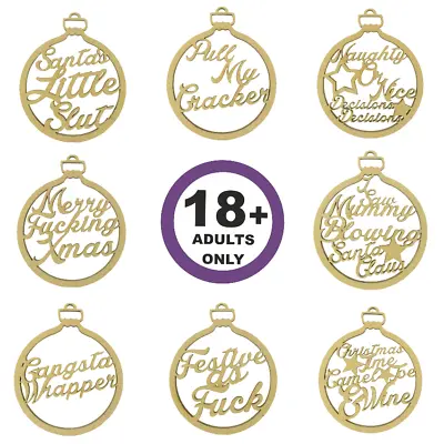 Adult Rude Christmas Baubles Merry Swearing Hanging Tree Decoration Funny Gift • £4.99