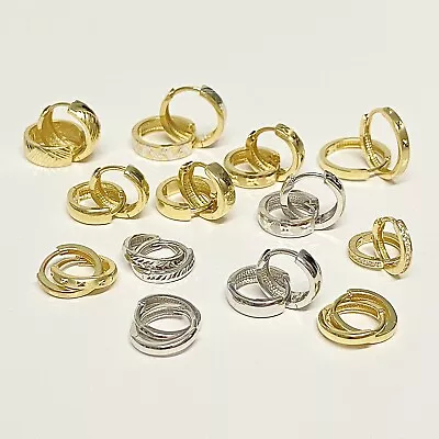 9ct Gold 'Huggie' Hoop Earrings - Various Styles In White & Yellow Gold 9k 375 • £75