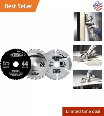 Premium Versatile 3-Piece Circular Saw Blade Set - Gray - Carbide HSS Diamond • $61.99