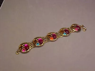 Vintage Goldtone & Multicolored Lucite/Rhinestone Bracelet • $2.24