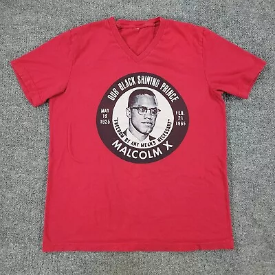 Malcolm X Shirt Men Large Red Our Black Shining Prince Graphic Tee Short Sleeve • $15.99